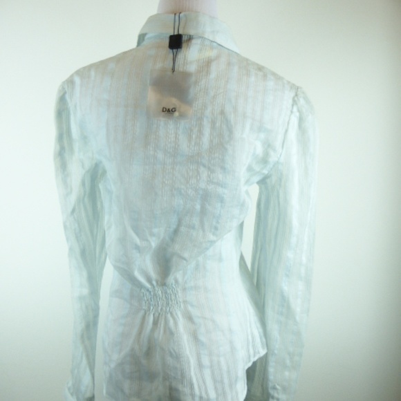 Dolce & Gabbana D&G light blue bow button up long sleeve shirt NWT i46 36 - Picture 7 of 8
